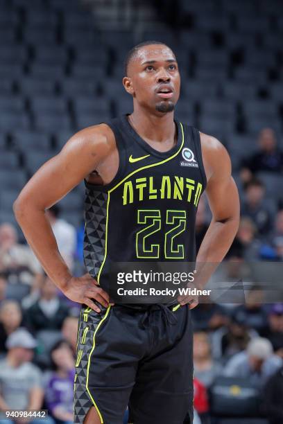 Isaiah Taylor of the Atlanta Hawks looks on during the game against the Sacramento Kings on March 22, 2018 at Golden 1 Center in Sacramento,...