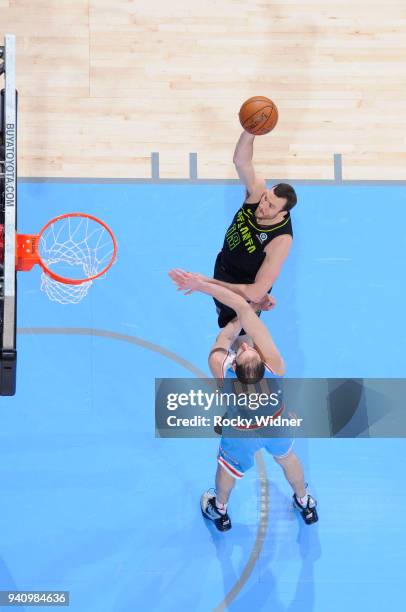 Miles Plumlee of the Atlanta Hawks shoots against the Sacramento Kings on March 22, 2018 at Golden 1 Center in Sacramento, California. NOTE TO USER:...