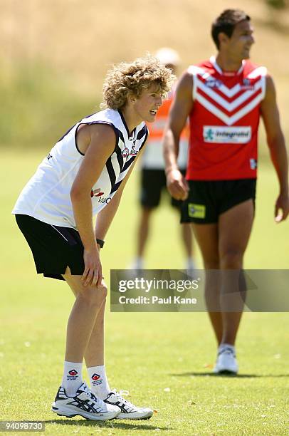 Jesse Crichton of the Dockers in action during a Fremantle Dockers AFL training session at Santich Park on December 7, 2009 in Fremantle, Australia.