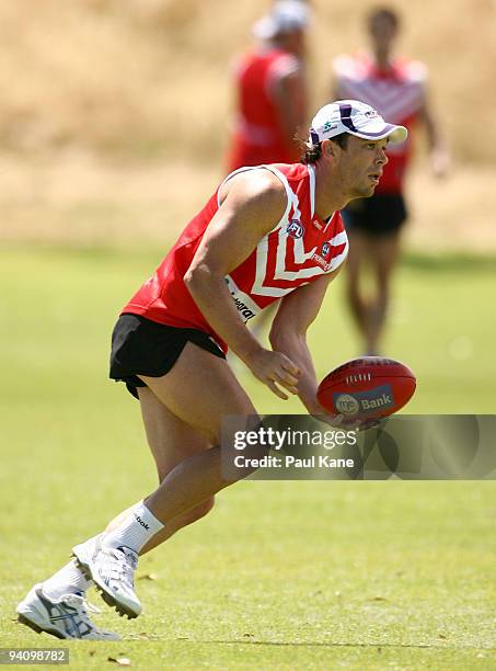 Ryan Crowley of the Dockers in action during a Fremantle Dockers AFL training session at Santich Park on December 7, 2009 in Fremantle, Australia.