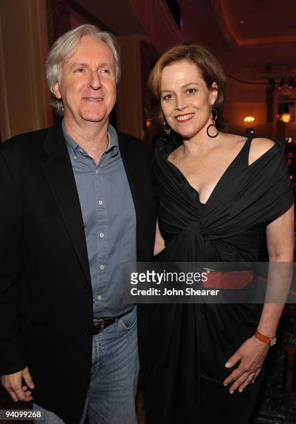 Actors James Cameron and Sigourney Weaver attend Variety's 1st Annual Power of Women Luncheon at the Beverly Wilshire Hotel on September 24, 2009 in...