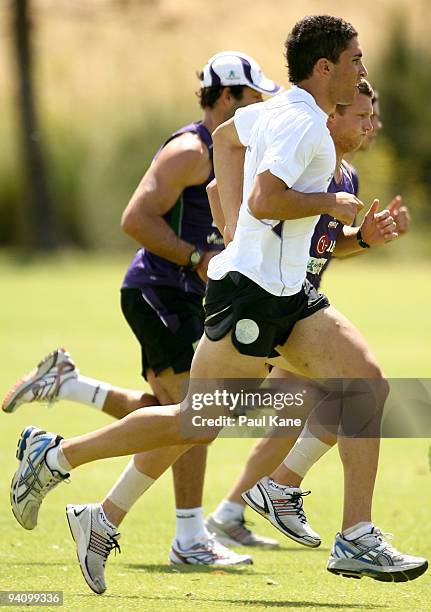 Anthony Morabito of the Dockers runs during a Fremantle Dockers AFL training session at Santich Park on December 7, 2009 in Fremantle, Australia.