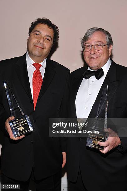 3ality Digital toppers Steve Schklair and Sandy Climan pose with their awards during the Caucus For Television Producers, Writers & Directors' 27th...