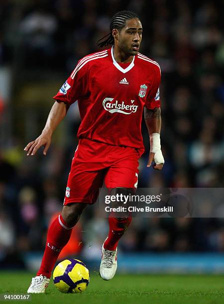 Glen Johnson of Liverpool in action during the Barclays Premier League match between Blackburn Rovers and Liverpool at Ewood Park on December 5, 2009...
