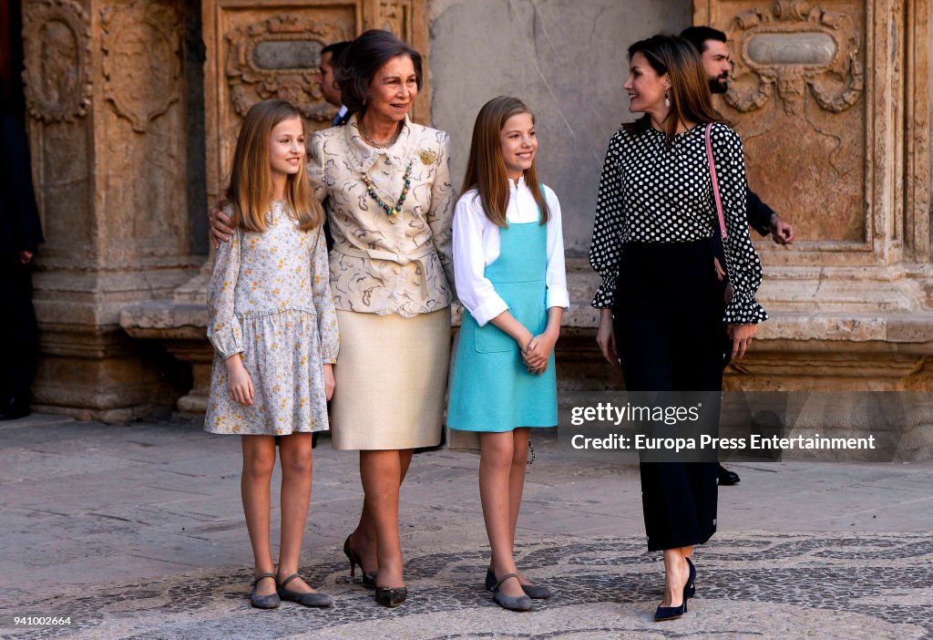 Spanish Royals Attend Easter Mass in Palma de Mallorca