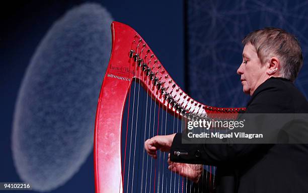 Helen Davis plays the electric harp oduring the opening ceremony of the United Nations Climate Change Conference 2009 on December 7, 2009 in...