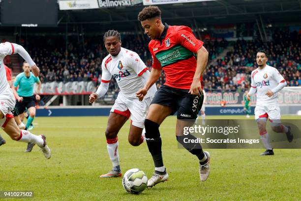 Arnaut Groeneveld of NEC Nijmegen during the Dutch Jupiler League match between NEC Nijmegen v Telstar at the Goffert Stadium on April 2, 2018 in...