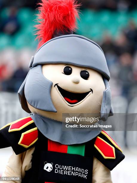 Mascotte of NEC Nijmegen during the Dutch Jupiler League match between NEC Nijmegen v Telstar at the Goffert Stadium on April 2, 2018 in Nijmegen...