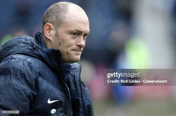Preston North End manager Alex Neil during the Sky Bet Championship match between Preston North End and Derby County at Deepdale on April 2, 2018 in...