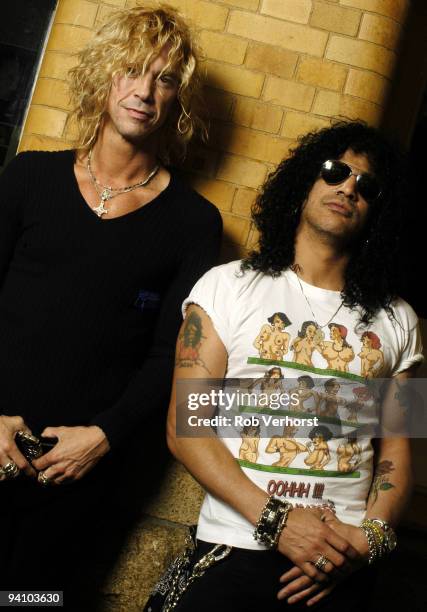 Duff McKagan and Slash from Velvet Revolver posed in the American Hotel, Amsterdam, Netherlands on March 23 2004