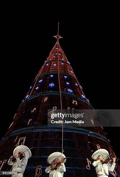 Musicians perfrom during the ignition of the Christmas tree and show magic of the navidad at the Zocalo on December 05, 2009 in Mexico City, Mexico.