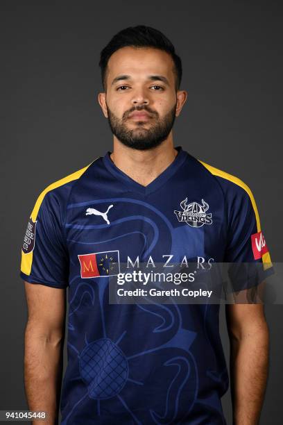 Azeem Rafiq of Yorkshire poses for a portrait during the Yorkshire CCC Media Day at Headingley on April 2, 2018 in Leeds, England.