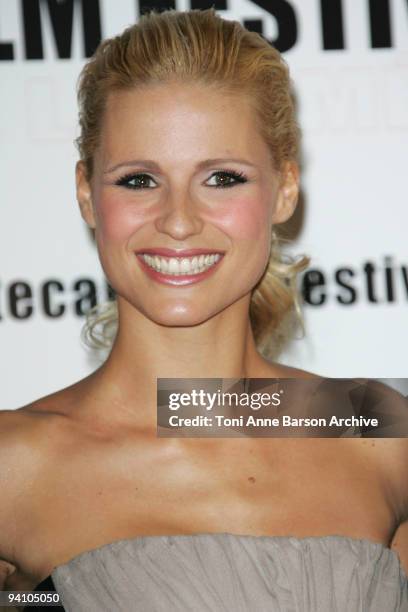 Michelle Hunziker arrives at the Monte Carlo Comedy Film Festival Gala Awards Ceremony at the Grimaldi Forum on November 28, 2009 in Monte Carlo,...