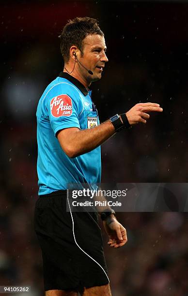 Mark Clattenburg Referee during the Barclays Premier League match between Arsenal and Stoke City at the Emirates Stadium on December 5, 2009 in...