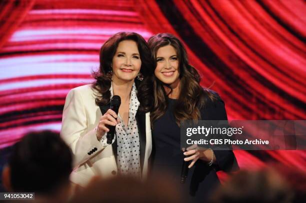 Actress and singer Lynda Carter and her daughter Jessica Altman perform on "The Talk," Friday, March 23, 2018 on the CBS Television Network.