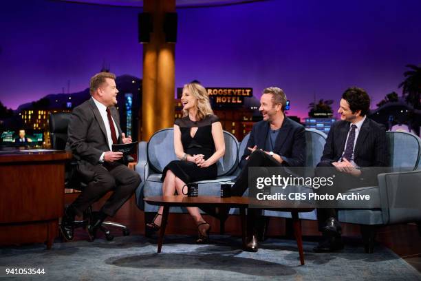 The Late Late Show with James Corden with guests Helen Hunt, Chris O'Dowd, and Ben Schwartz airing Thursday, March 29, 2018 on the CBS Television...