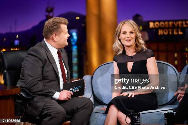 The Late Late Show with James Corden with guests Helen Hunt, Chris O'Dowd, and Ben Schwartz airing Thursday, March 29, 2018 on the CBS Television...