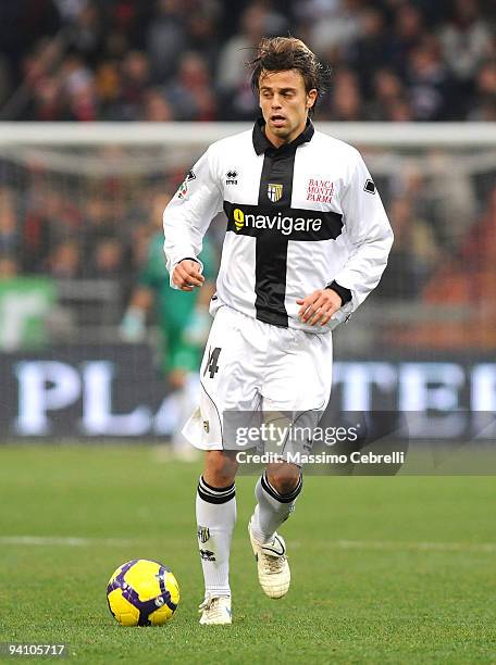 Daniele Galloppa of Parmma FC in action during the Serie A match between Genoa CFC and Parma FC at Stadio Luigi Ferraris on December 6, 2009 in...