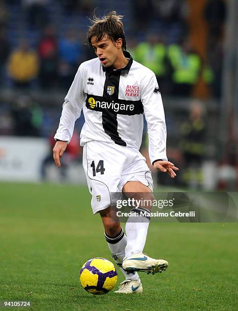 Daniele Galloppa of Parmma FC in action during the Serie A match between Genoa CFC and Parma FC at Stadio Luigi Ferraris on December 6, 2009 in...