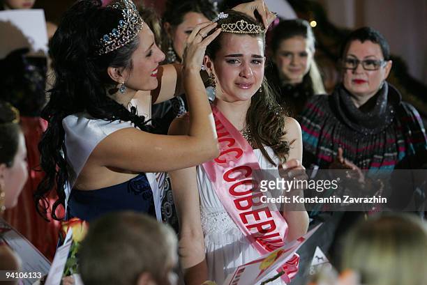 An Abkhazian girl, Winner of "Miss Perfection", an Internationanal children's beauty pagent during the final performance on December 6, 2009 in...