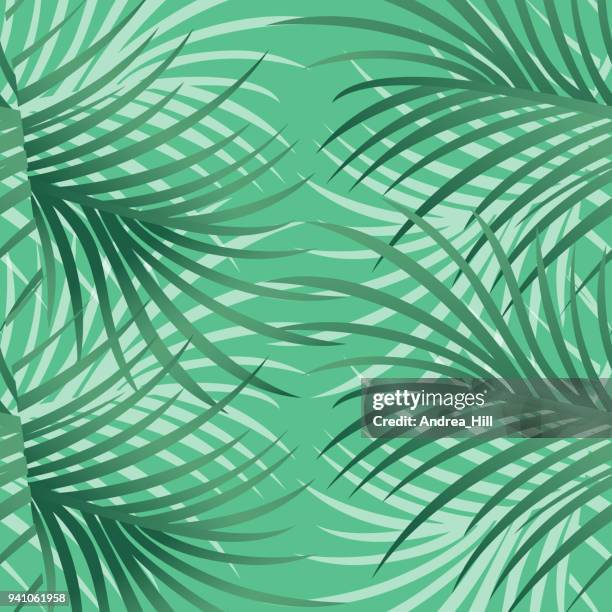 tropische muster mit blättern und blüten - vektor-illustration - green coconut stock-grafiken, -clipart, -cartoons und -symbole