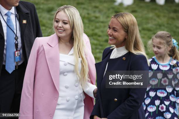 Vanessa Trump, wife of Donald Trump Jr., right, and Tiffany Trump, daughter of U.S. President Donald Trump, attend the Easter Egg Roll on the South...