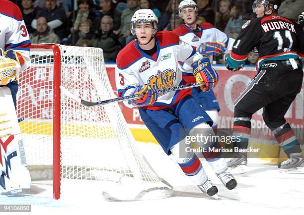 Mark Pysyk of the Edmonton Oil Kings skates against the Kelowna Rockets at Prospera Place on December 4, 2009 in Kelowna, Canada.