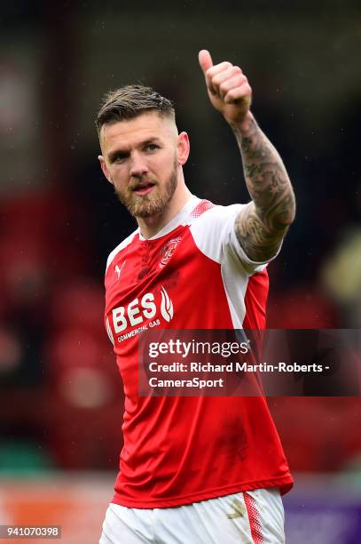 Fleetwood Town's Ashley Eastham gives a thumbs up during the Sky Bet League One match between Fleetwood Town and Bristol Rovers at Highbury Stadium...