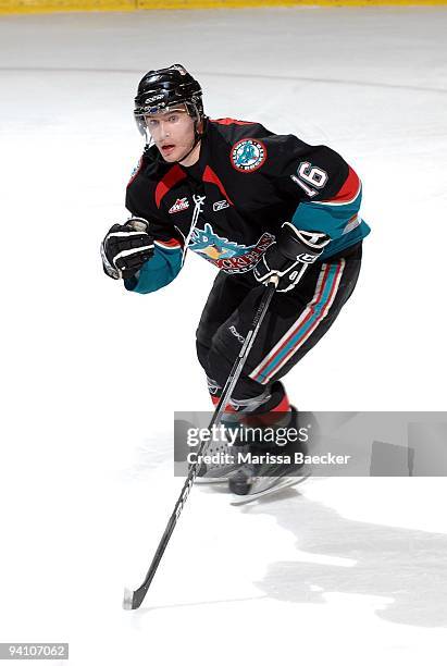 Spencer Main of the Kelowna Rockets skates against the Tri-City Americans at Prospera Place on December 5, 2009 in Kelowna, Canada.