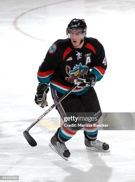 Tyson Barrie of the Kelowna Rockets skates against the Tri-City Americans at Prospera Place on December 5, 2009 in Kelowna, Canada.