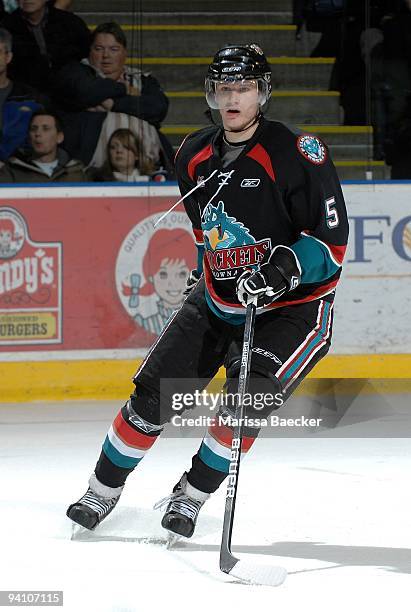 Mitchell Chapman of the Kelowna Rockets skates against the Tri-City Americans at Prospera Place on December 5, 2009 in Kelowna, Canada.