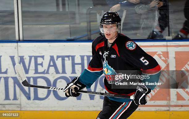 Mitchell Chapman of the Kelowna Rockets skates against the Tri-City Americans at Prospera Place on December 5, 2009 in Kelowna, Canada.