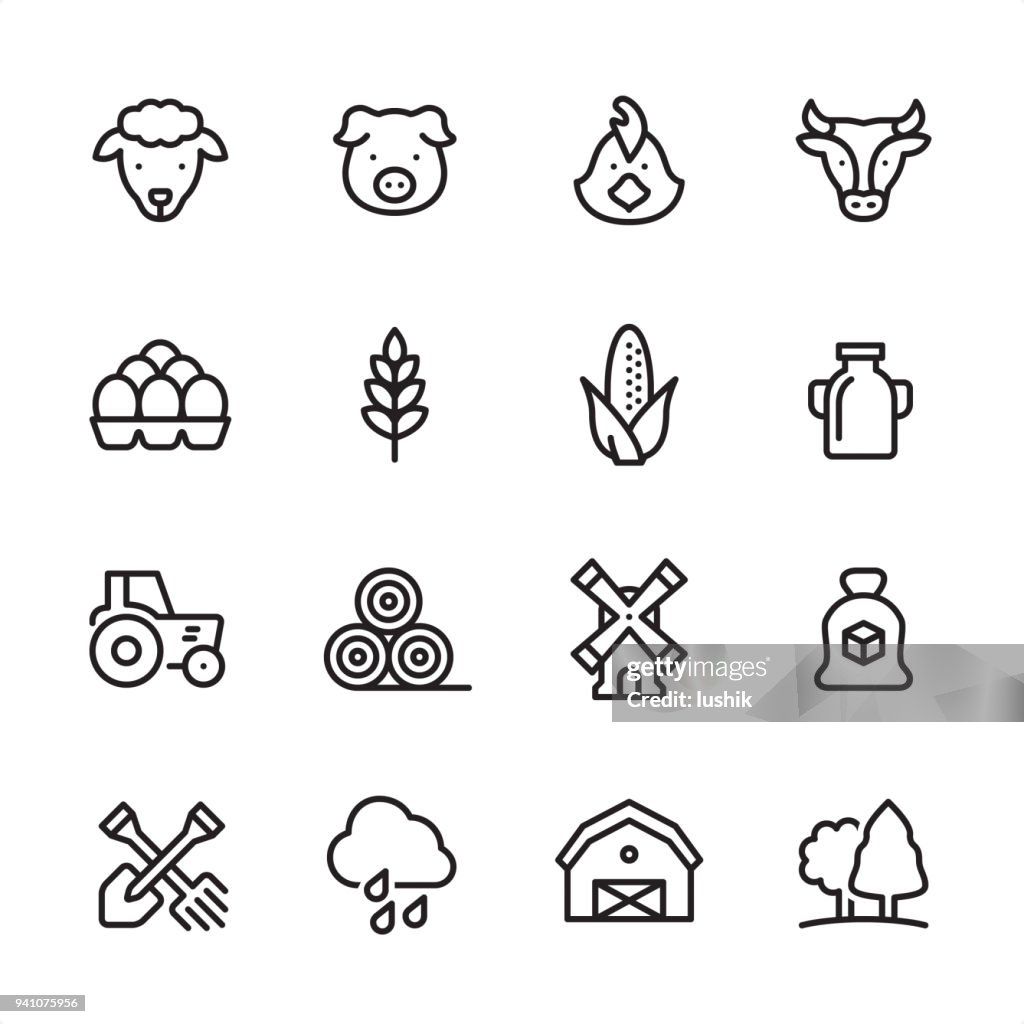 Agriculture - outline icon set
