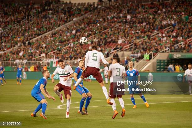Mexico Diego Reyes in action, heading ball vs Iceland during International Friendly at Levi's Stadium. San Francisco, CA 3/26/2018 CREDIT: Robert Beck