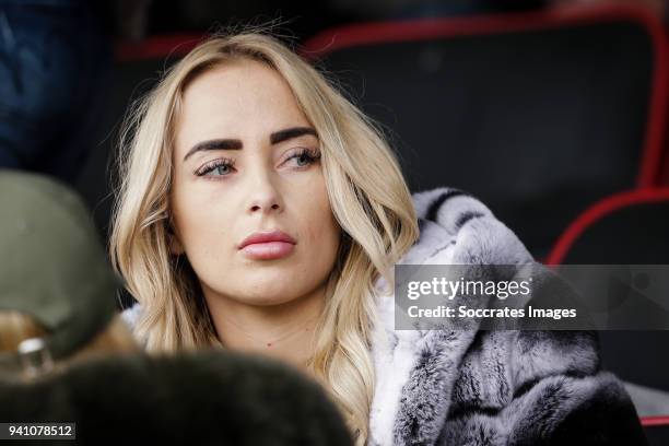 Lana Slier girlfriend of Tonny Vilhena during the Dutch Jupiler League match between FC Dordrecht v Ajax U23 at the Riwal Hoogwerkers Stadium on...