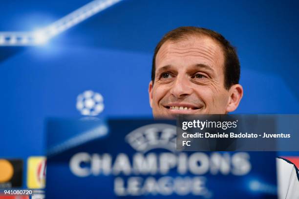 Massimiliano Allegri during the Champions League Juventus press conference at Allianz Stadium on April 2, 2018 in Turin, Italy.