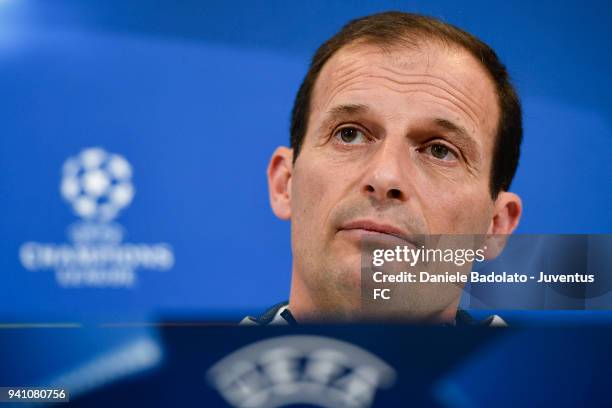 Massimiliano Allegri during the Champions League Juventus press conference at Allianz Stadium on April 2, 2018 in Turin, Italy.