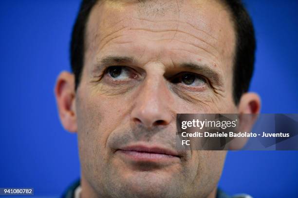 Massimiliano Allegri during the Champions League Juventus press conference at Allianz Stadium on April 2, 2018 in Turin, Italy.