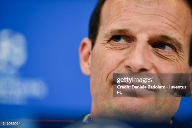 Massimiliano Allegri during the Champions League Juventus press conference at Allianz Stadium on April 2, 2018 in Turin, Italy.