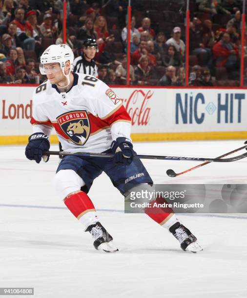 Aleksander Barkov of the Florida Panthers skates against the Ottawa Senators at Canadian Tire Centre on March 29, 2018 in Ottawa, Ontario, Canada.