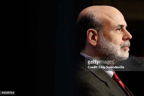 Federal Reserve Bank Chairman Ben Bernanke arrives at the Economic Club of Washington's winter lunch program at the Capitol Hilton Hotel December 7,...