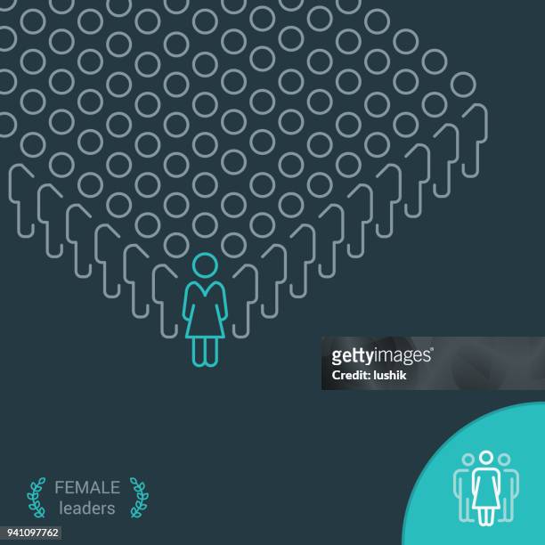 female leaders - infographic - outline icon - stick figure woman stock illustrations