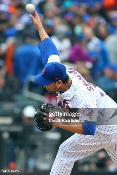 Anthony Swarzak of the New York Mets in action during a game against the St. Louis Cardinals at Citi Field on March 29, 2018 in the Flushing...