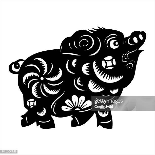 pig, zodiac sign - 2018 money stock illustrations