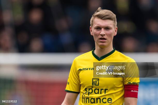 Perr Schuurs of Fortuna Sittard during the Jupiler League match between Fortuna Sittard and Helmond Sport at the Fortuna Sittard Stadium on April 02,...