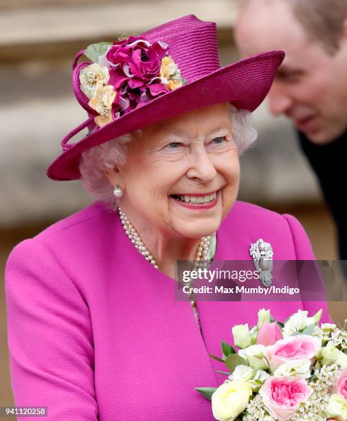 Queen Elizabeth II attends the traditional Easter Sunday church service at St George's Chapel, Windsor Castle on April 1, 2018 in Windsor, England.