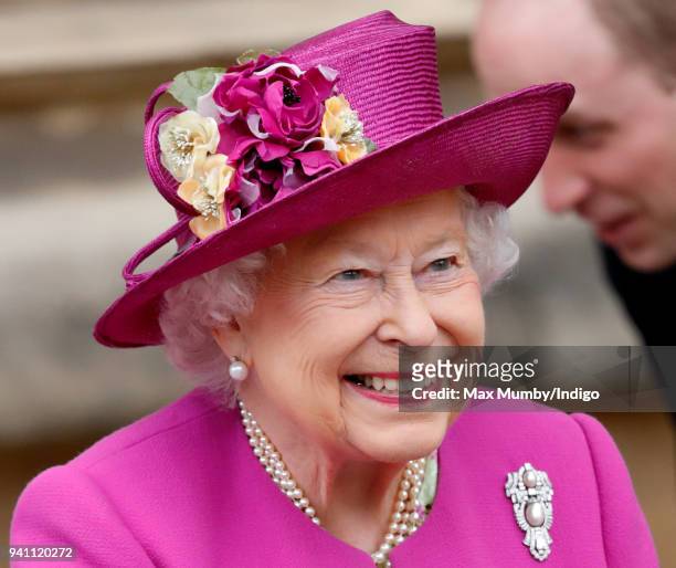Queen Elizabeth II attends the traditional Easter Sunday church service at St George's Chapel, Windsor Castle on April 1, 2018 in Windsor, England.