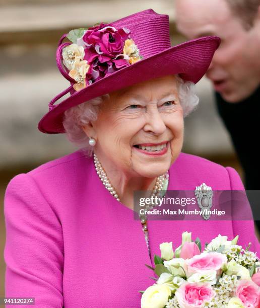 Queen Elizabeth II attends the traditional Easter Sunday church service at St George's Chapel, Windsor Castle on April 1, 2018 in Windsor, England.