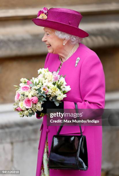 Queen Elizabeth II attends the traditional Easter Sunday church service at St George's Chapel, Windsor Castle on April 1, 2018 in Windsor, England.