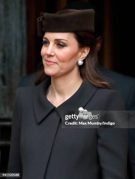 Catherine, Duchess of Cambridge attends the traditional Easter Sunday church service at St George's Chapel, Windsor Castle on April 1, 2018 in...